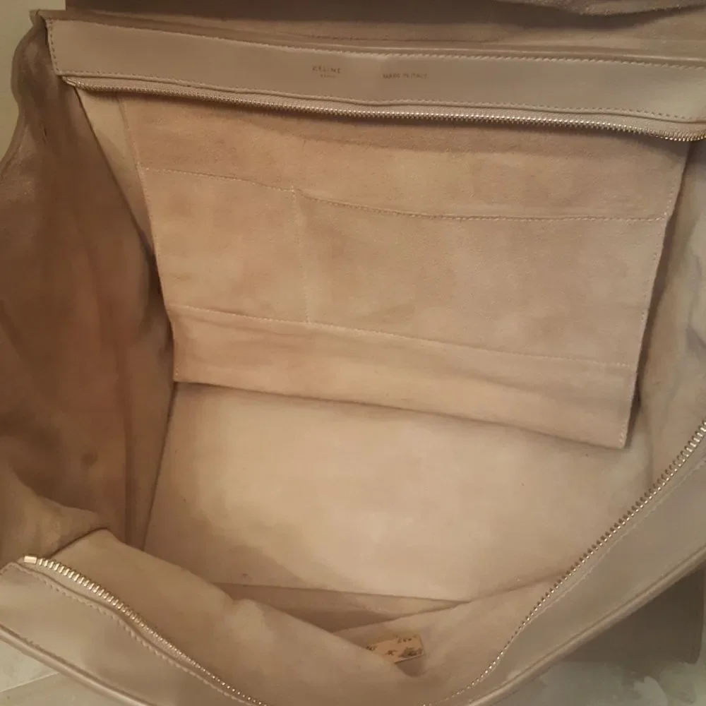 ‎CELINE Trapeze Leather Black Taupe Handbag - Large